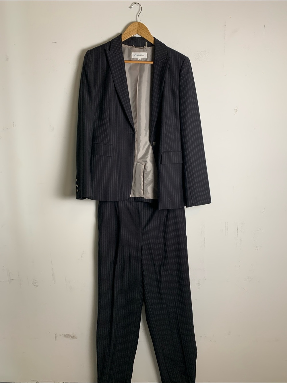 Calvin Klein Men's Black Pinstripe Suit - Two-Piece Set